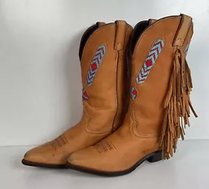 Vintage Code West Navajo Fringe Cowgirl Boots 8.5 M USA Made - Picture 1 of 23