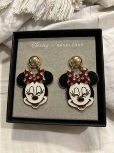 New Disney x Baublebar Minnie Mouse Enamel Dangle Collectable Earrings - Picture 1 of 1