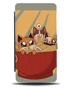 Noodles and Cats Flip Wallet Case Anime Japanese Japan Ramen Noodle Bowl J114 - Picture 1 of 3