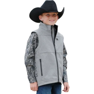 Cinch Boy's Bonded Logo Solid Grey Zip Vest MWV5160002 - Picture 1 of 7
