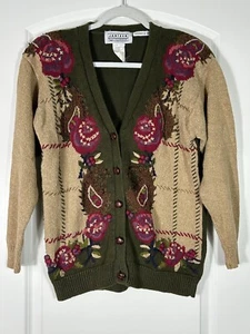 Jantzen Classics Embroidered by Hand Vintage Long Sleeve Cardigan Sweater Sz S - Picture 1 of 5