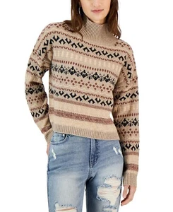 Sugar Moon Para mujer Junior Acogedor Isla Feria Cuello de Tortuga Suéter Marrón L B4HP - Imagen 1 de 3
