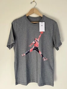 Jordan Mens Gray Graphic T-Shirt M Cotton Short Sleeveless Watercolor Crewneck - Picture 1 of 11
