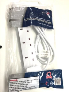 4 vías banda 2M extensión plomo 13A enchufe blanco enchufe adaptador de alimentación enchufe múltiple - Imagen 1 de 3