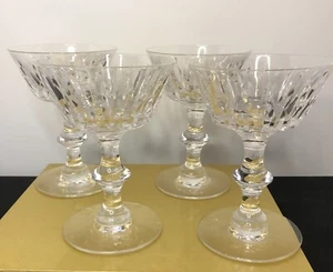 Fine Vtg “Signed Hawkes” Crystal Sorbet/Wine Cut Glass Crystal Goblets. Lot of 4 - Picture 1 of 5