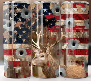 Hunting Deer Tumbler 20oz Skinny Cup Mug Lid - Picture 1 of 1