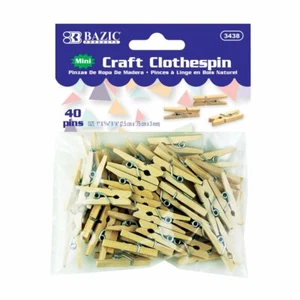 40 Mini Natural Clothes Pins Art Craft Decor Photo Hanging Wood Clips - Picture 1 of 1