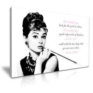 Audrey Hepburn Zitat für schöne Augen Leinwand Wandkunst Bilddruck - Bild 1 von 7