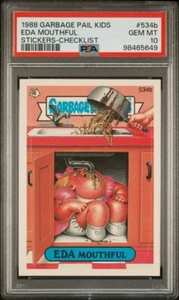 PSA 10 GEM MINT #534b EDA MOUTHFUL CHECKLIST 1988 Topps Garbage Pail Kids OS13 - Picture 1 of 2