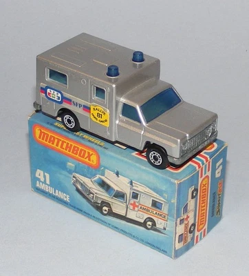 MATCHBOX SUPERFAST #41c AMBULANCE "PARIS-DAKAR RALLYE 81"  FRENCH ISSUE MINT BOX - Image 1 of 4