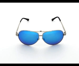 😎Polarized Mercedes Benz Metal Aviator Sunglasses Silver Frame Blue Mirror - Picture 1 of 11