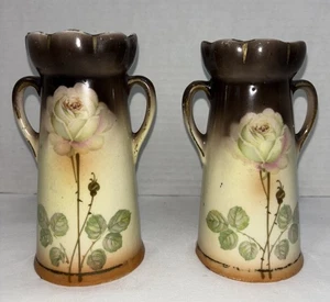 Vintage Czechoslovakian Pottery (2) 5.25" Vase - Picture 1 of 16