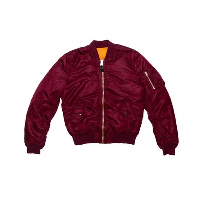 Alpha Industries MA-1 Slim Fit Reversible Bomber Jacket Burgundy/Orange – Size M - Image 1 of 4