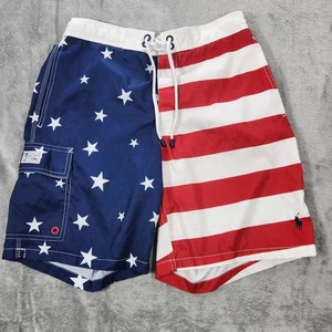 Polo Ralph Lauren Swim Trunks Mens Small American Flag Stars Stripes USA Patriot - Picture 1 of 15