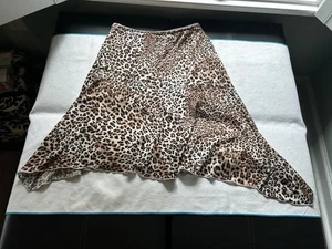 Y2K Leopard Skirt Mob Wife Fairy Asymmetrical Hem USA Made M Heart Soul - Picture 1 of 22