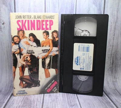 Rare SKIN DEEP VHS Tape 1989 MEDIA Comedy JOHN RITTER Alyson Reed Shrink - Image 1 of 3