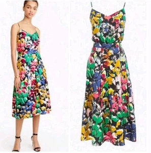 J Crew Multi Color Brush Stroke Adj Spaghetti Strap Cocktail Dress - 6 M3020 - Picture 1 of 19