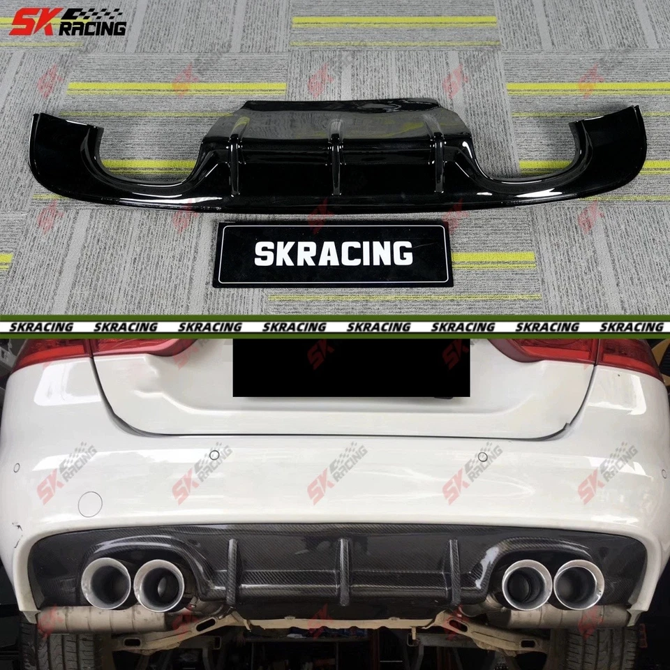 Kit de spoiler labial traseiro preto forjado/fibra de carbono/brilho para Jaguar XF 16-19 - Imagem 1 de 4