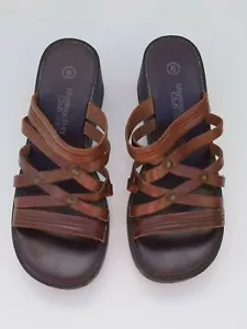 Montego Bay Club Leather Slides Sandals Shoes Brown Women’s sz 6 - Picture 1 of 4