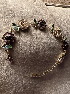Love This Elegant Purple, Pink And Gold Floral Bracelet - Picture 1 of 7