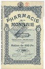 Pharmacie de la Monnaie, Pharmaaktie aus Belgien, 1923