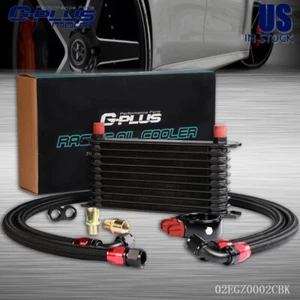 10 Row AN10 Universal Engine Oil Cooler+ Filter Adapter+ Hose Kit Aluminum - Picture 1 of 9