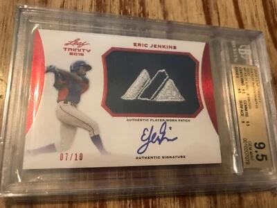 2015 Leaf Trinity Red Majestic Patch Auto Eric Jenkins 7/10 BGS 9.5/10 Rangers - Image 1 of 2