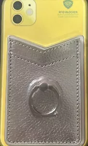 Silver Stick-On Phone Wallet with Ring Stand USA - Picture 1 of 1