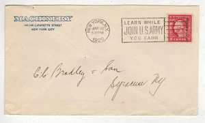 1920 NYC NY MACHINERY CO. PERFIN T.I.P. & JOIN THE ARMY CANCEL - Picture 1 of 1