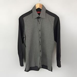 CHRISTIAN LACROIX Men's Slim-Fit Cotton Button-Up Shirt Size 40 / 15.5 B/W