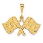14K Gold Racing Flags Pendant 1.2 x 1 in