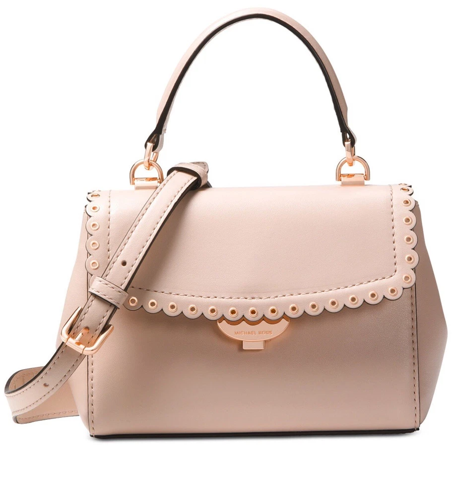 Michael Kors Ava Soft Pink Leather Scalloped Crossbody Bag
