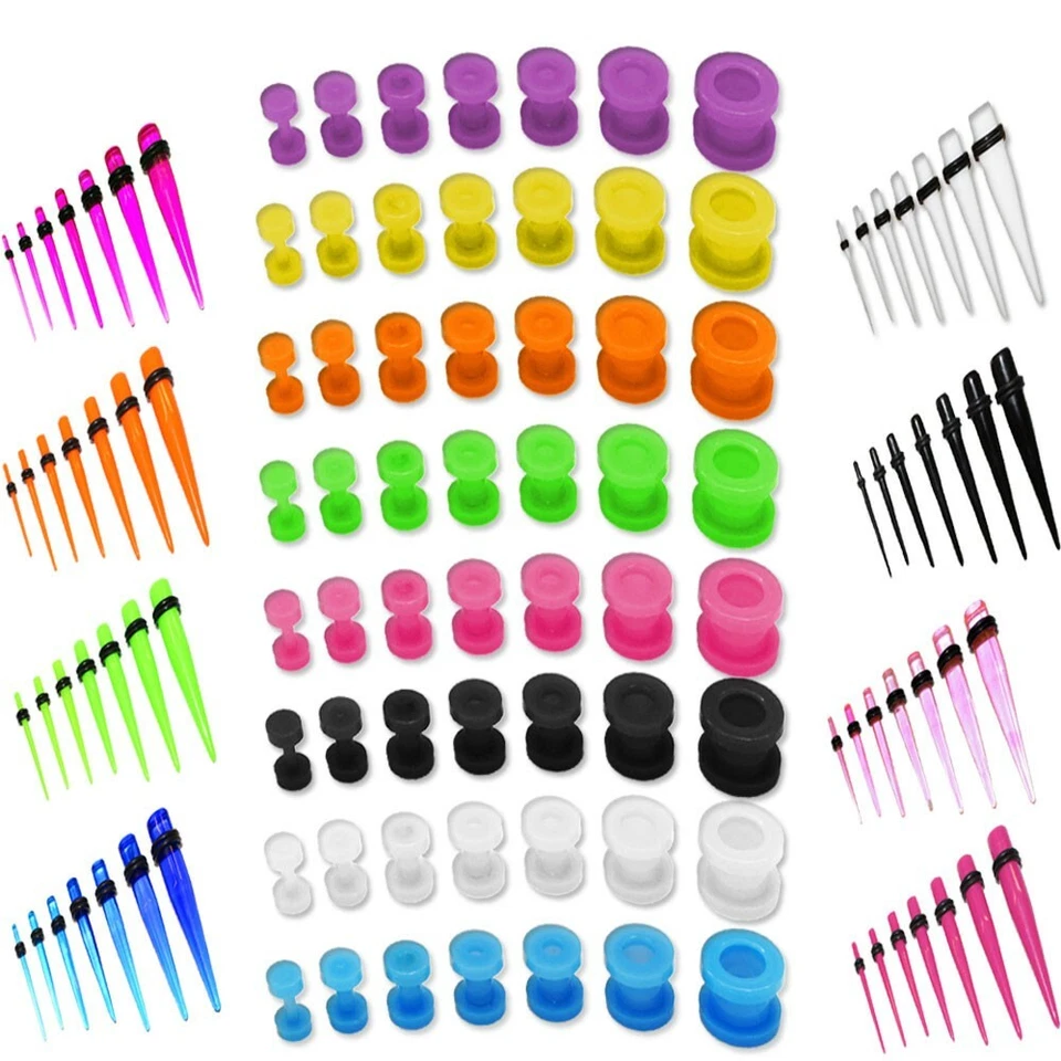 Set Flesh Tunnel und  Dehnungsstäbe Dehnstab neon UV Expander Dehnungsset Acryl - Bild 1 von 1