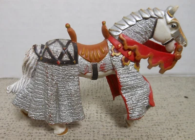 Plastic Medieval Toy Horse In Skirting  / 5 1/2"L X 4"H Vintage - Image 1 of 4