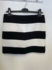 Zara Woman Black & White Striped Fully Lined Mini Skirt Size M
