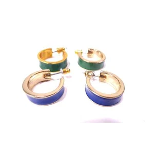 Banana Republic Women's Enamel Chuncky Hoop Earrings NWOT 45 ea IRRG Set 2 - Picture 1 of 8