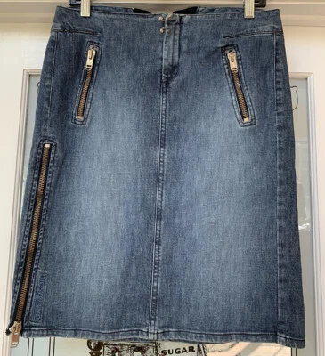 Diesel Azul Denim Cremallera Lateral Falda Talla 30, Nueva Sin Etiquetas Foto 1 de 4