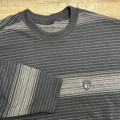 Jnco Jean 90-х в полоску серый 3/4 рукав рубашка винтажный Skater мужчин средний большой читать - Изображение 1 из 4