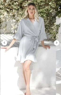 Женщин подружек невесты подарок предложение свадьбы халат синий/серый, один размер - Изображение 1 из 3