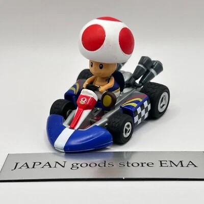 Mario Kart Toad Super Mario Bros. Pull Back Car Toy Mini Figure Cute Japan F/S - Image 1 of 4