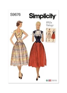 Simplicity Sewing Pattern 9676 Misses 16-24 Vintage Two-Piece Dress Full Skirt - Picture 1 of 5
