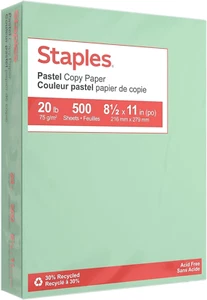 Pastel 30% Recycled Color Copy Paper, 20 Lbs., 8.5" X 11", Green, 500/Ream (1478 - Picture 1 of 12