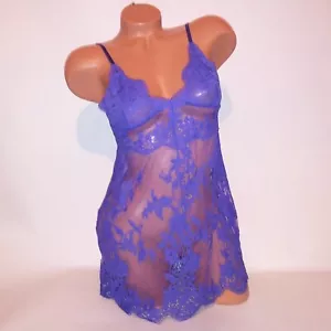 Victoria's Secret Dessous Negligee Slip lila Allover Spitze verstellbare Träger neu - Bild 1 von 24