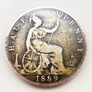 Great Britain 1889 Half Penny Queen Victoria KM#754 5.29gr L289 - Picture 1 of 2