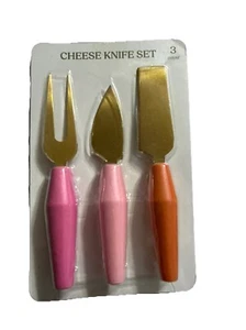 Cheese Knife Set - 3 Pieces with Colored Handles - Hand Wash Only - Picture 1 of 2
