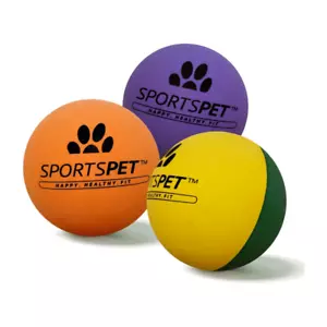 Dog Chew Play Fetch Balls Sportspet High Bounce Dog Play Ball Fetch 3 Pack - Picture 1 of 7