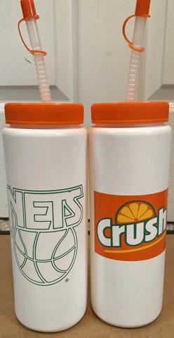 Vintage Crush Orange Soda New Jersey Nets Promo Water Bottle NBA Basketball Rare Cover