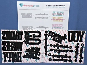 Diamond Press Large Sentiments Dies THANKS WISHES YOU HAPPY + 8pc Sayings Dies - Picture 1 of 6
