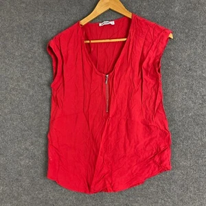 Just Jeans Top Womens 10 Red Shirt Front Zip Tunic Formal Career Office Ladies - Picture 1 of 12
