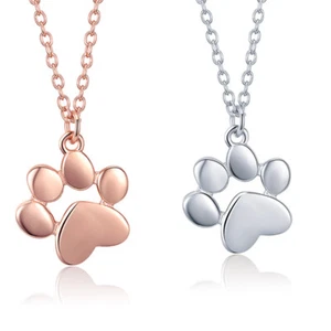 Collar de plata esterlina Voroco pata de perro S925 huella de mascota dije cadena joyería - Imagen 1 de 13